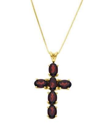 Joyerías Bizzarro Dije de cruz de oro amarillo con cadena 14k y granate oferta