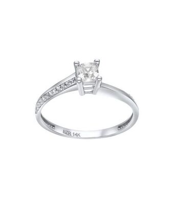 Joyerías Bizzarro Solitario de oro blanco 14k con zirconias oferta