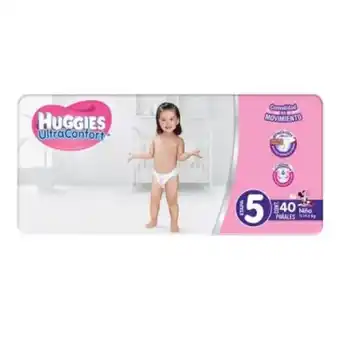 Walmart Pañales huggies ultraconfort etapa 5 niña 40 pzas oferta