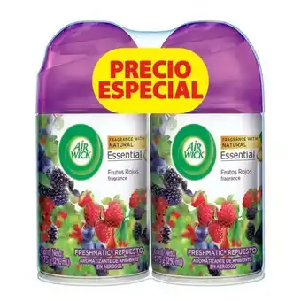 Repuesto de aromatizante ambiental air wick freshmatic frutos rojos 2 pzas de 250 ml c/u