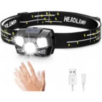 Fandeal Linterna cabeza led recargable usb con sensor de movimiento oferta