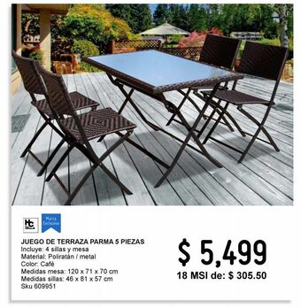 Sodimac Homecenter Juego parma 5 piezas ratan plegable oferta