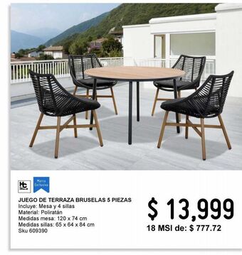Sodimac Homecenter Juego comedor terraza bruselas 5 pz oferta