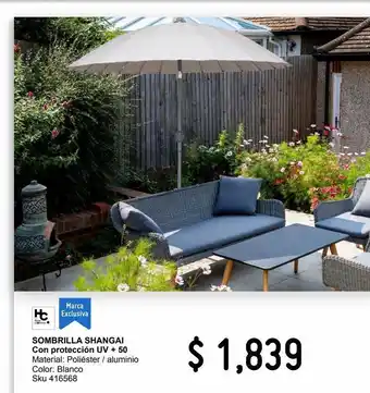 Sodimac Homecenter Sombrilla shangai natural 2.7 m uv 50 oferta