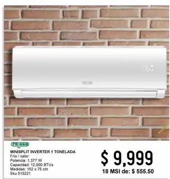Minisplit inverter 1 tonelada