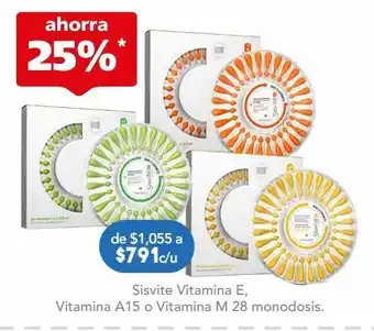Farmacia San Pablo Sisvite vitamina e, vitamina a15 o vitamina m 28 monodosis. oferta
