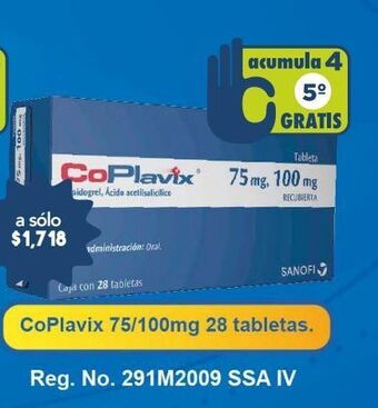 Farmacia San Pablo Coplavix tab 75mg caj c/28 oferta