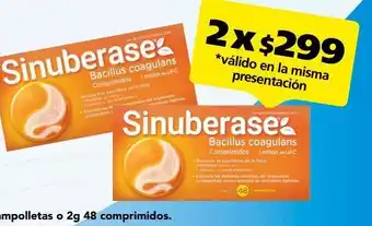 Farmacia San Pablo Sinuberase 5ml 10 ampolletas o 2g 48 comprimidos x 2 oferta