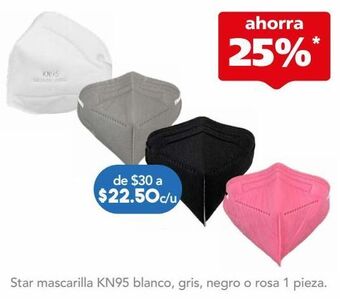 Farmacia San Pablo Star mascarilla kn95 blanco, gris, negro o rosa 1 pieza. oferta