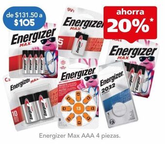 Farmacia San Pablo Energizer max aaa 4 piezas. oferta