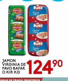 Alsuper Jamón virginia de pavo bafar o kir kg oferta