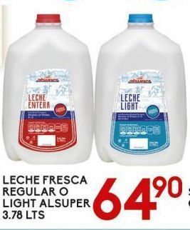 Alsuper Leche fresca alsuper regular o light 3.78lt oferta