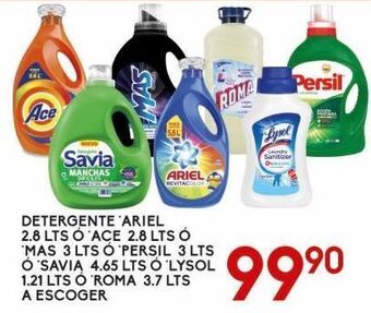Alsuper Detergente ace, ariel, mas, persil, savia, lysol oferta