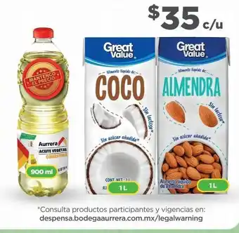Bodega Aurrerá Leche de coco great value oferta