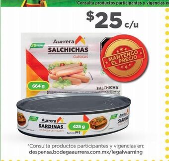 Bodega Aurrerá Salchichas aurrera oferta