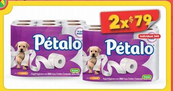 Bodega Aurrerá Papel higiénico pétalo 234hd 12 rollos x 2und oferta