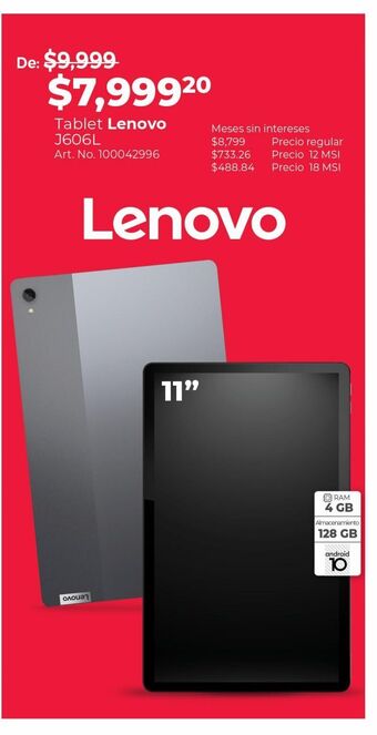 Office Depot Tablet lenovo tab p11 j606l / 11 pulg. oferta