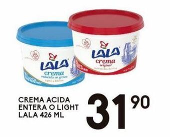 Crema acida entera o light lala 426ml