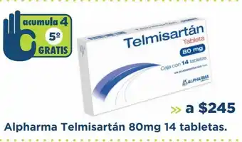 Farmacia San Pablo Alpharma telmisartán 80mg 14 tabletas. oferta