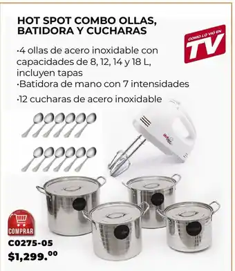 Paquete hot spot ollas de acero inoxidable + batidora de mano