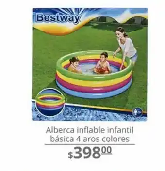 Alberca infable infantil básica 4 aros colores bestway