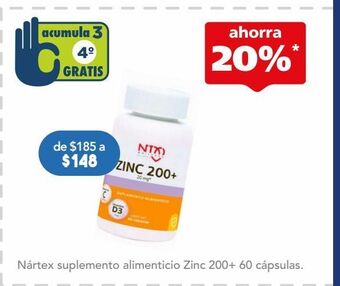 Farmacia San Pablo Nartex sup alim zinc 200+ c/60 oferta