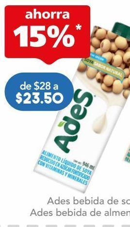 Farmacia San Pablo Ades bebida de soya natural ligh c/946ml oferta