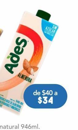 Farmacia San Pablo Ades almendra sab natural s/azu c/946ml oferta