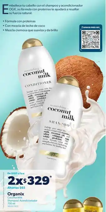 Sam's Club Organix Coconut Milk Shampoo | Acondicionador 2 x 750ml oferta