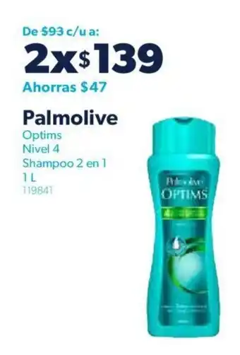Sam's Club Palmolive Optims Nivel 4 Shampoo 2 en 1 2 x 1L oferta