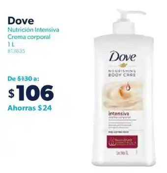 Sam's Club Dove Nutrición intensiva Crema Corporal 1L oferta
