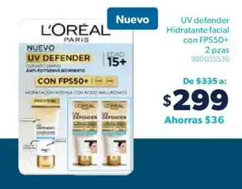 Sam's Club L'Oréal UV Defender Hidratante Facial con FPS50+ 2 pzas oferta