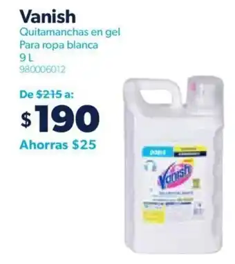 Sam's Club Vanish Quitamanchas en Gel para Ropa Blanca 9L oferta