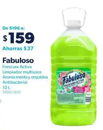 Sam's Club Fabuloso Frescura Activa Limpiador Multiusos Aroma Menta y Orquidea Antibacterial 10L oferta
