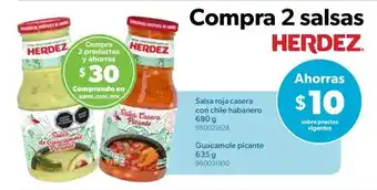 Sam's Club Salsa Roja Casera con Chile Habanero 680g | Guacamole Picante 635g oferta