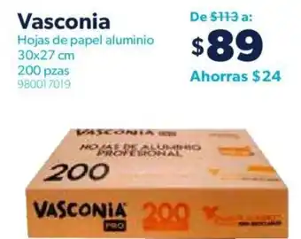 Sam's Club Vasconia Hojas de Papel Aluminio 30x27cm 200 pzas oferta