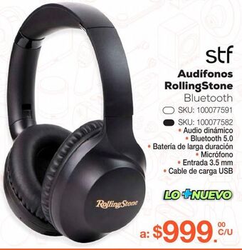 RadioShack Audífonos bluetooth stf rolling stone latitude / on ear / negro oferta