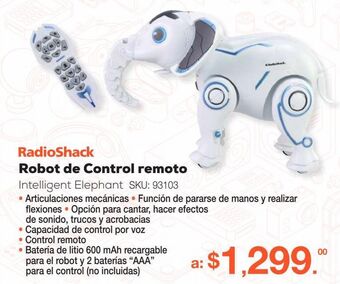 RadioShack Robot de control remoto radioshack intelligent elephant oferta