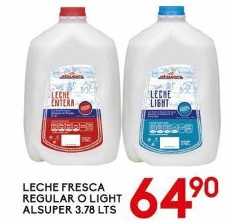 Alsuper Leche fresca alsuper regular o light 3.78lt oferta