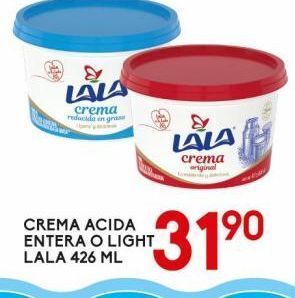 Alsuper Crema acida entera o light lala 426ml oferta