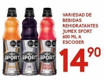 Variedad de bebidas rehidratantes jumex sport 600ml