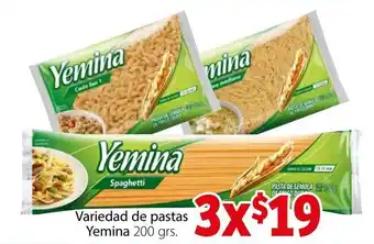 Variedad de Pastas Yemina 3 x 200g