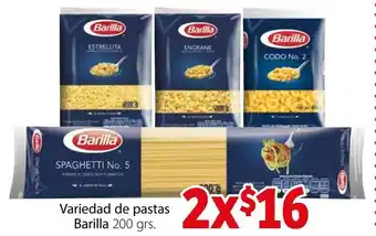 Soriana Híper Variedad de Pastas Barilla 2 x 200g oferta
