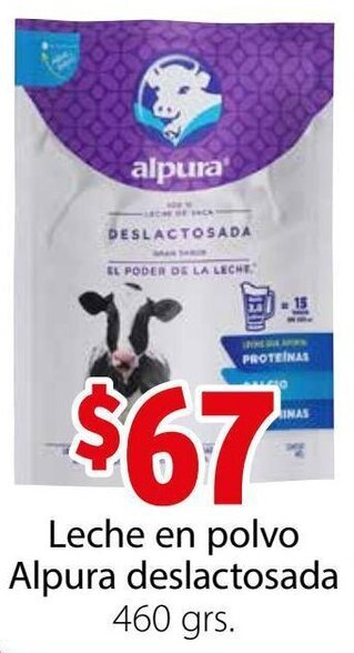 Soriana Híper Leche en Polvo Alpura Deslactosada 460g oferta