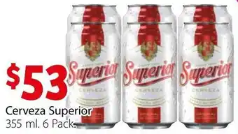 Soriana Híper Cerveza Superior 6 x 355ml oferta