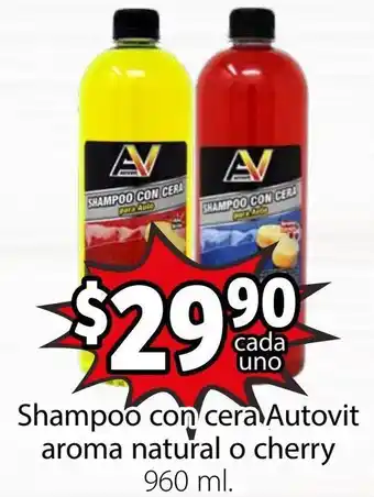 Soriana Híper Shampoo con Cera Autovit Aroma Natural o cherry 960ml oferta