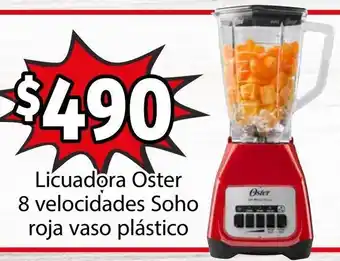 Soriana Híper Licuadora Oster 8 Velocidades Soho Roja Vaso Plástico oferta