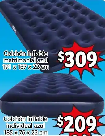 Soriana Híper Colchón Inflable Matrimonial Azul 191 x 137 x 22cm oferta