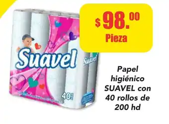Papel Higienico SUAVEL con 40 rollos de 200 hd