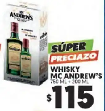 Merco Whisky MC Andrew's 750Ml + 200 ML oferta